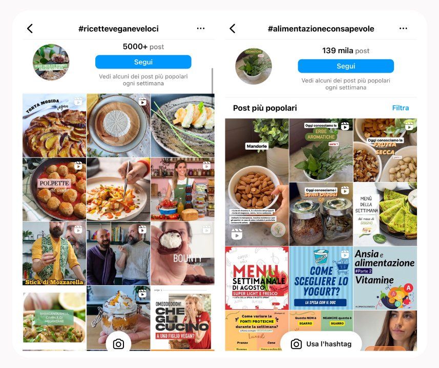 Analisi degli hashtag Instagram sul tema 