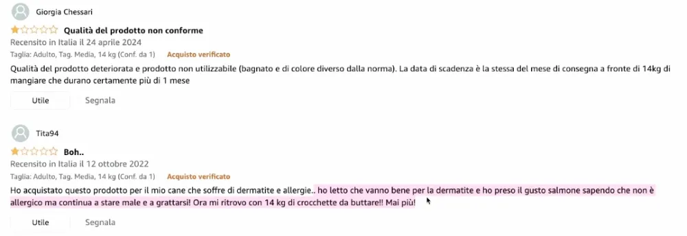 Esempio di recensioni Amazon