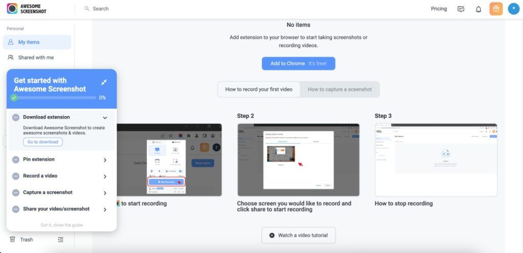 Esempio di Customer Activation di Awesome Screenshot