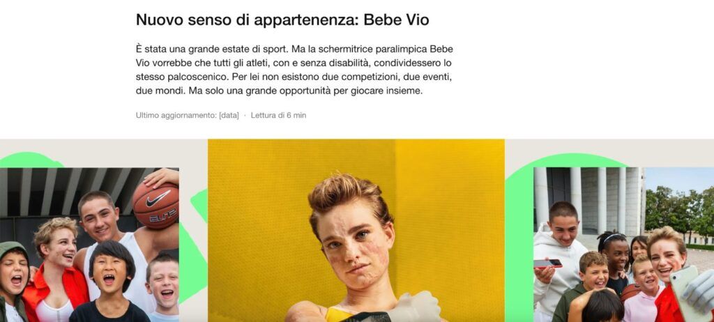 Articolo Nike di Bebe Vio sul senso di appartenenza