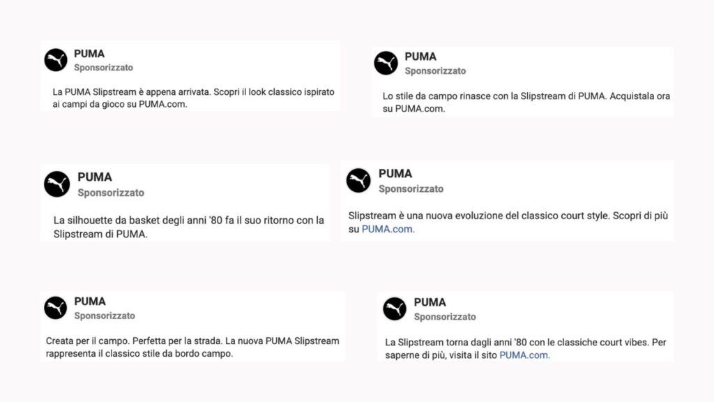 Pubblicità sportiva su Facebook di PUMA