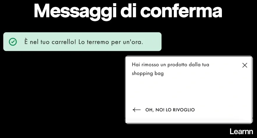 Scrivere microcopy per messaggi di conferma