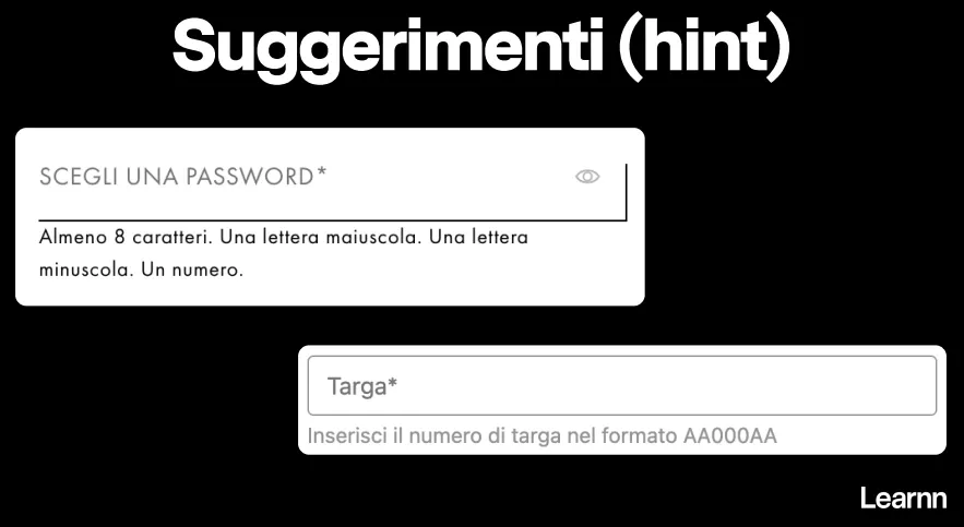 Scrivere microcopy per suggerimenti