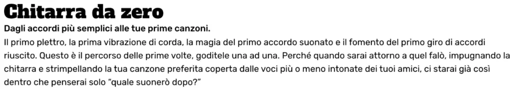 Scrittura persuasiva nel corso Chitarra da Zero di Vibly