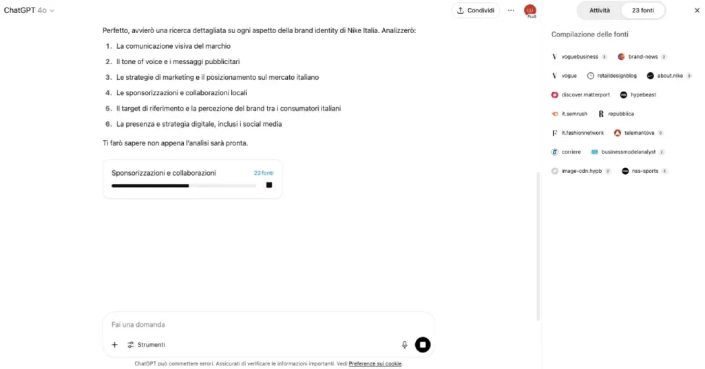 Deep Search di ChatGPT per analisi avanzate