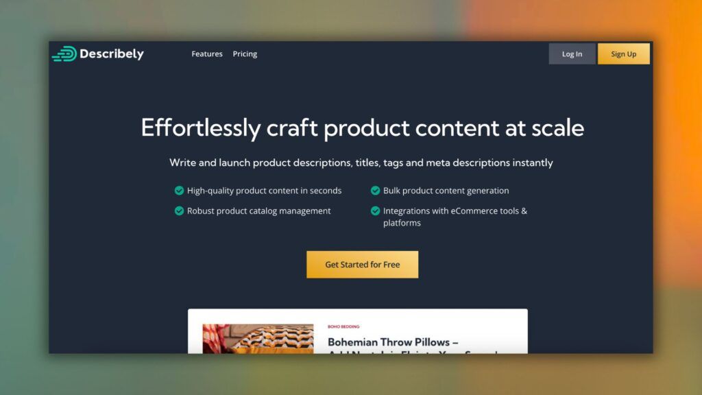 Describely è un software di AI Copywriting pensato per scrivere copy per e-commerce