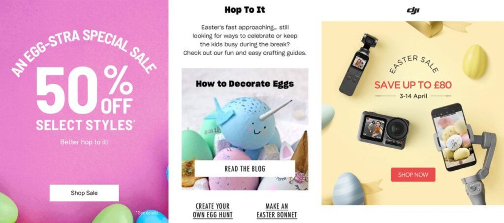 Esempi di email e GIF a tema Pasqua