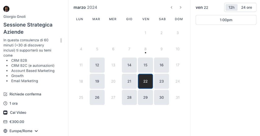 Esempio di calendario di un Expert Learnn