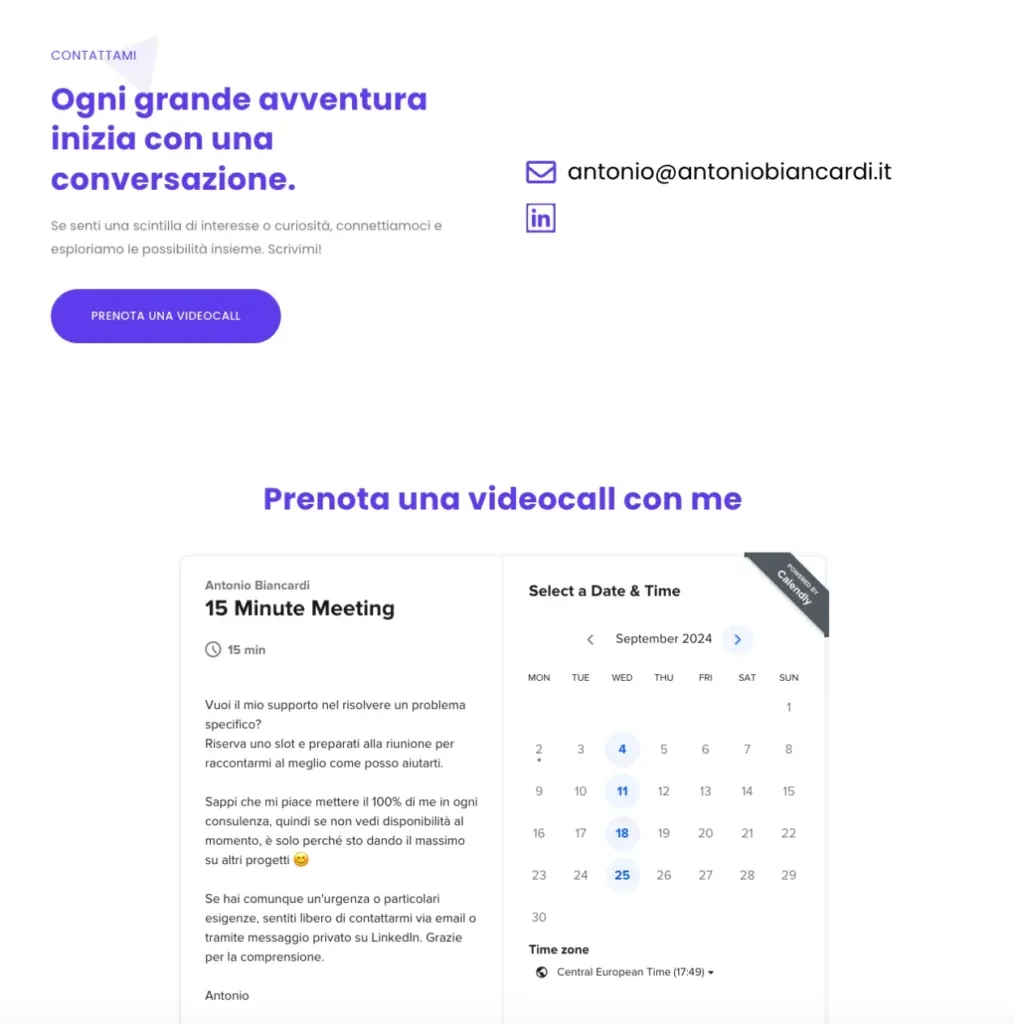 CTA della landing page di Antonio Biancardi