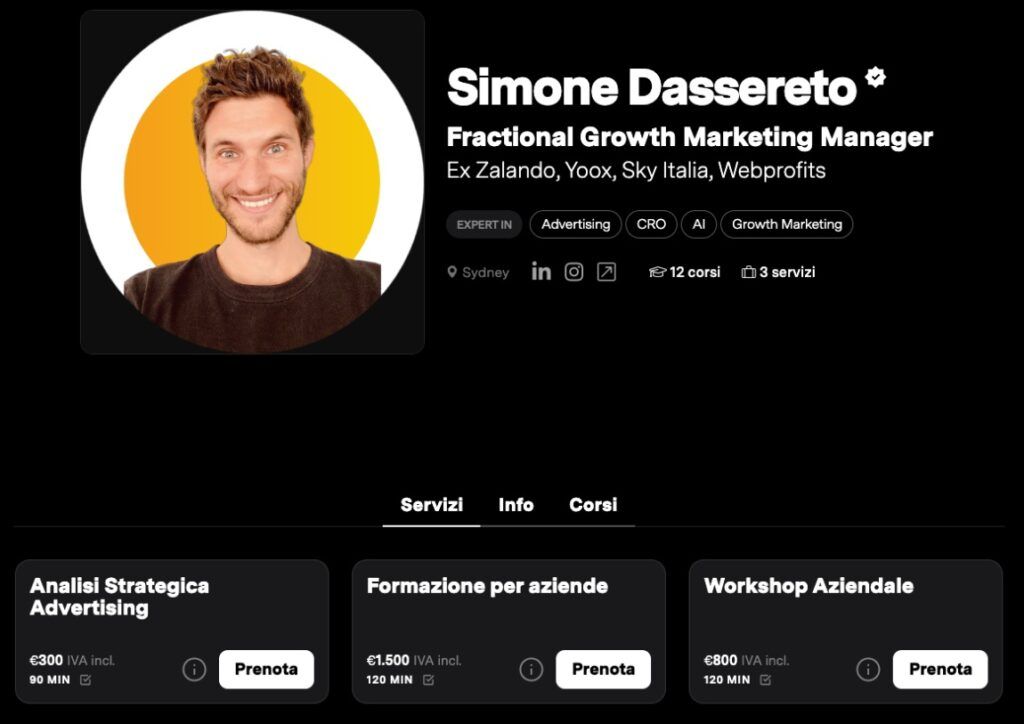 Esempio di profilo dentro Learnn Expert