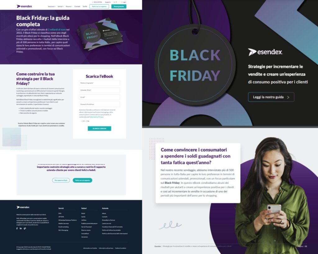 Esempio di lead generation con freebie di Esendex per il Black Friday