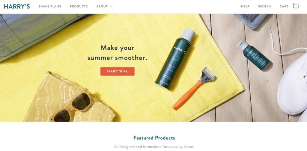 Harry's precedente home page con CTA
