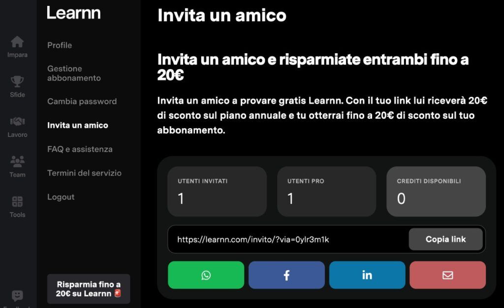 Programma referral di Learnn