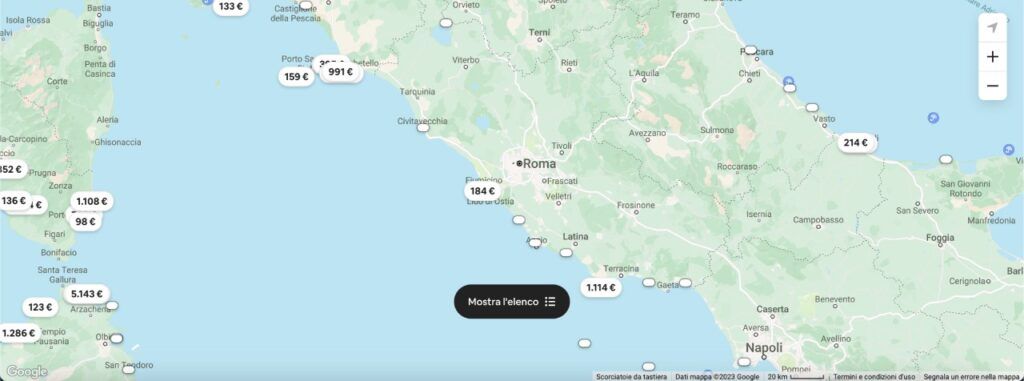 Mappa di Airbnb con host geolocalizzati