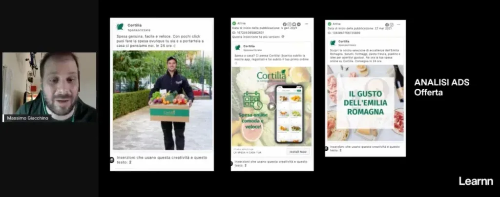 Massimo Giacchino esempi analisi Facebook Ads