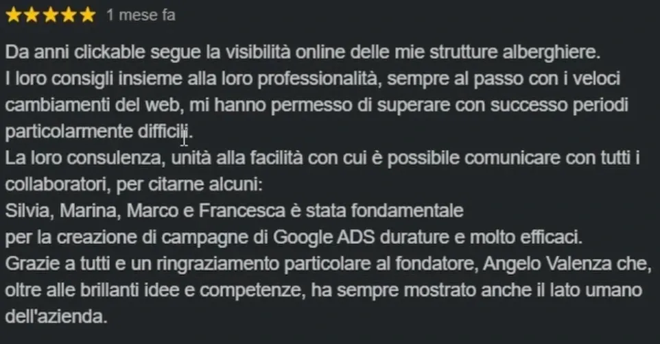 Ottenere recensioni Google con keyword sul servizio