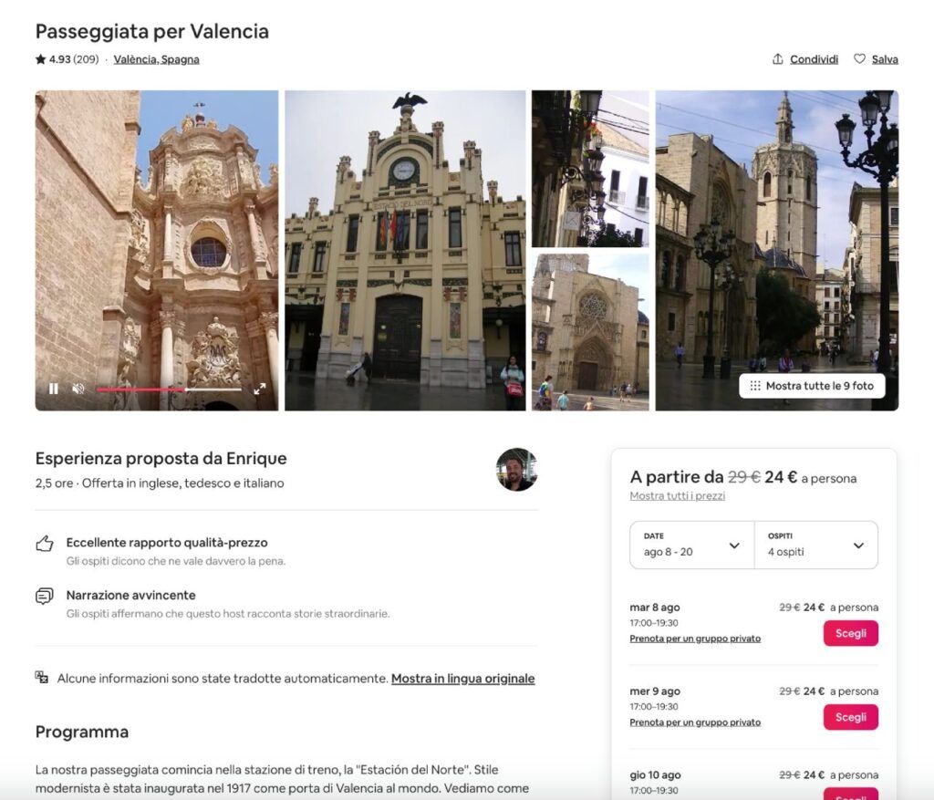 Su Airbnb è possibile anche prenotare esperienze con gli host del luogo in cui vogliamo andare