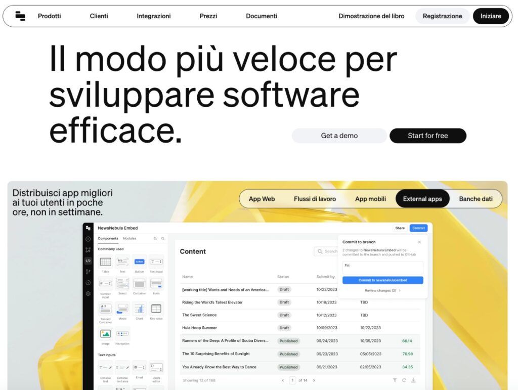 Screenshot del sito Retool