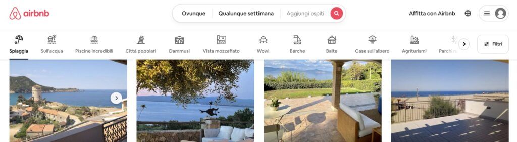 Scrollando, la barra del menu di Airbnb implode e rimane sempre visibile durante tutta la navigazione