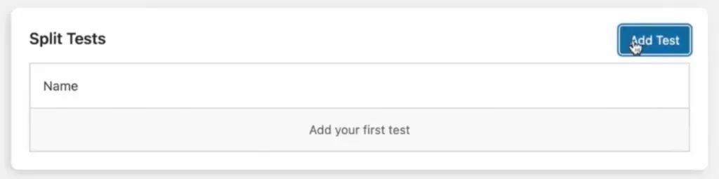 Sezione per creare AB test con Split Test for Elementor