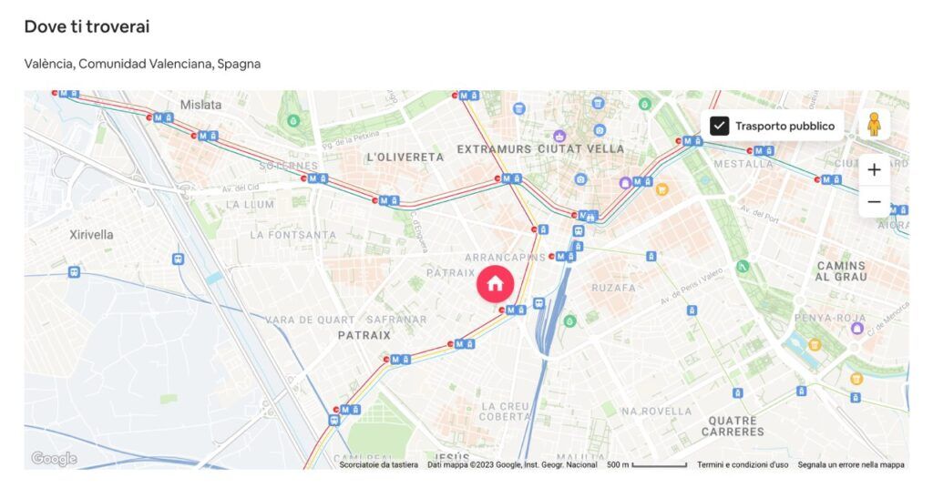 Nella sezione della mappa è possibile vedere approssimativamente la posizione dell'alloggio
