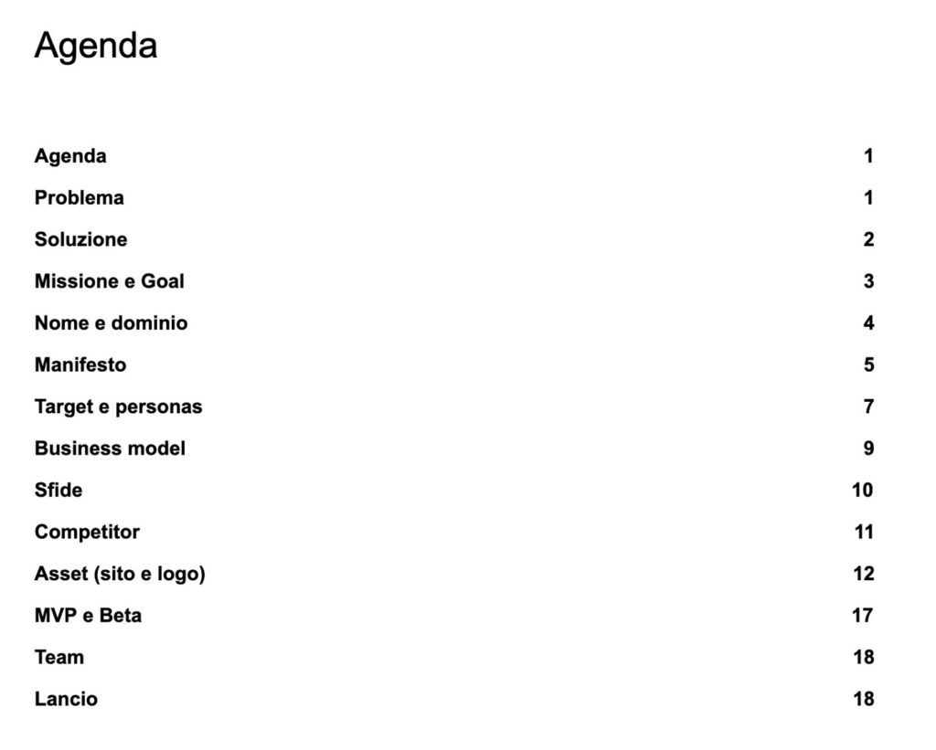 Sezioni del business plan di Learnn