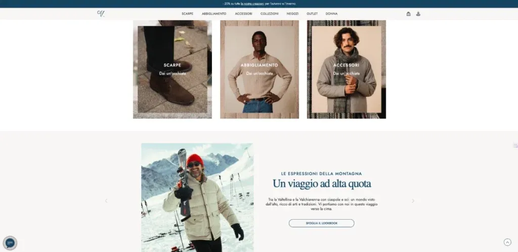 Velasca.com è un esempio di e-commerce realizzato con Shopify