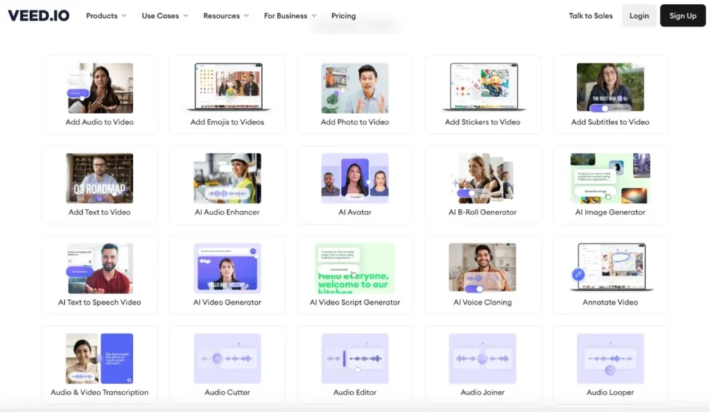 Veed.io oltre a generare avatar AI, fornire una serie di tool di intelligenza artificiale online